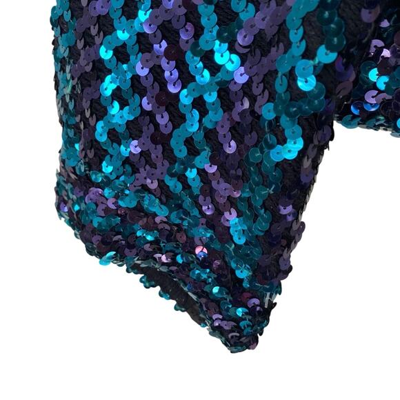 Three Flaggs California 70s Disco Sequin Jacket Blue Purple Black size large - Picture 2 of 8